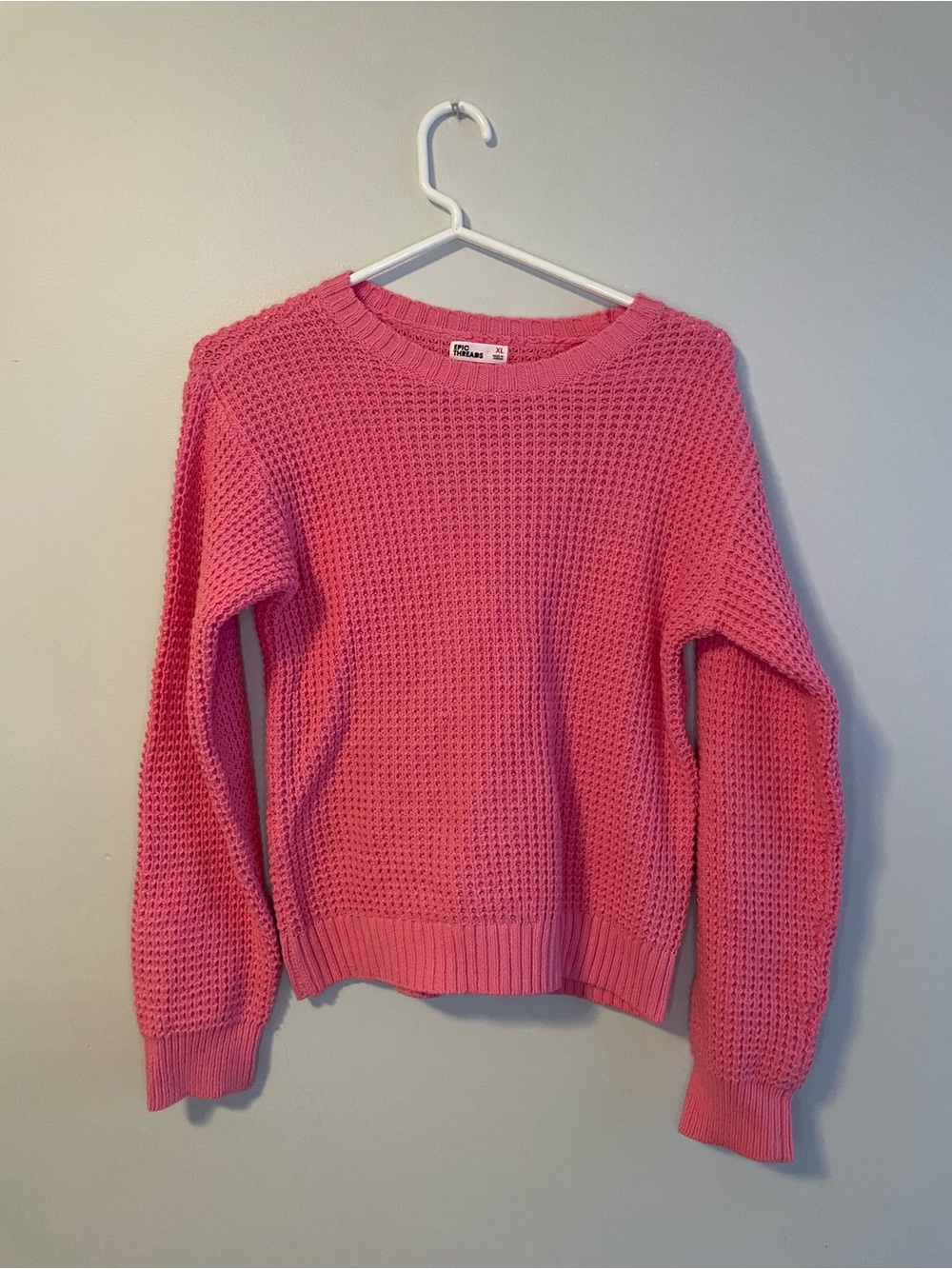 Epic Threads Hot Pink Waffle-Knit Pullover Sweater